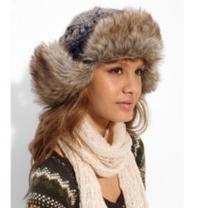 Free people knit faux fur trapper hat